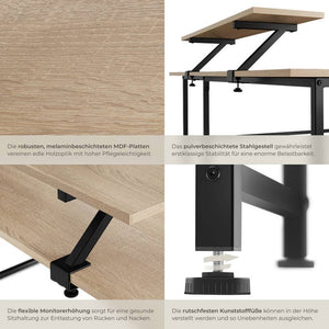 Schreibtisch Melrose Industrial Holz hell, Eiche Sonoma
