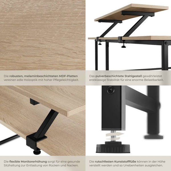 Schreibtisch Melrose Industrial Holz hell, Eiche Sonoma