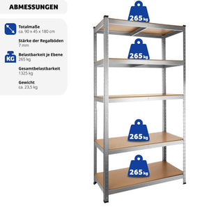 Schwerlastregal 180 x 90 x 45 cm, 1325 kg