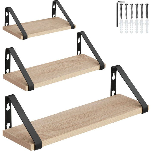 3 Hängeregale Cowell Industrial Holz hell, Eiche Sonoma