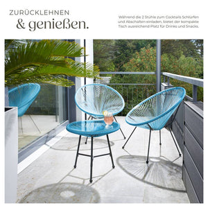 2 Gartenstühle Santana mit Tisch blau