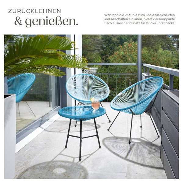 2 Gartenstühle Santana mit Tisch blau