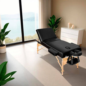 3 Zonen Massageliege-Set schwarz