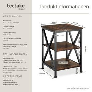 Beistelltisch Nottingham Industrial Holz dunkel, rustikal
