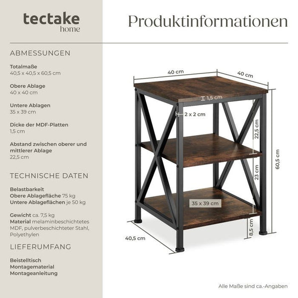 Beistelltisch Nottingham Industrial Holz dunkel, rustikal