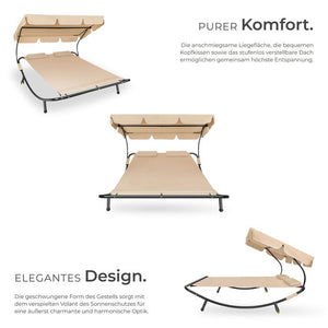 Gartenliege für 2 Personen schwarz/beige