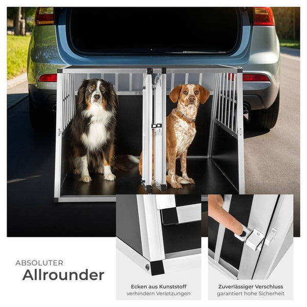 Hundetransportbox doppel mit schräger Rückwand ohne Trennwand