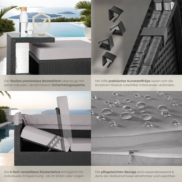 Rattan Lounge mit Aluminiumgestell San Marino schwarz