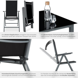 Aluminium Sitzgruppe 8+1 - dunkelgrau