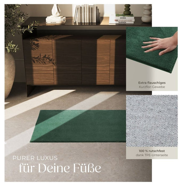 Tapis à poils courts Soft Zone vert 60 x 110 cm 