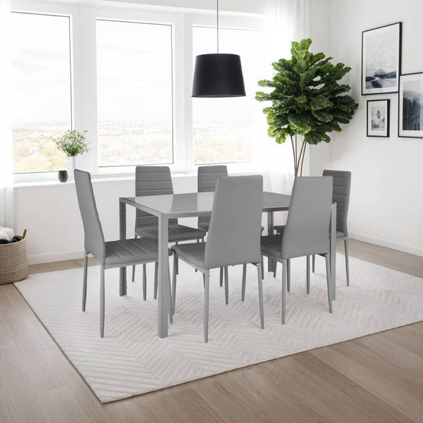 6 Esszimmerstühle Kunstleder grau