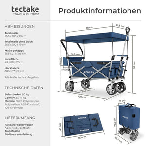 Faltbarer Bollerwagen Nico, blau