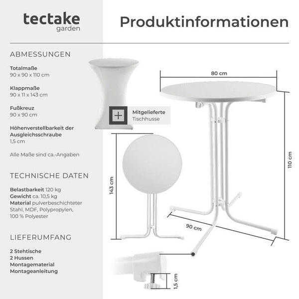 Stehtisch Eren weiss 2er Set