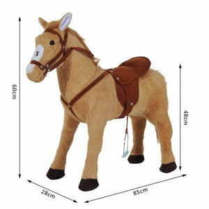 Reitpferd Stehpferd Kinderpferd Plüschpferd Reiten ohne Schaukelkufen Beige