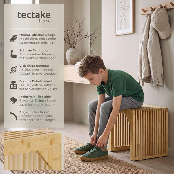 Hocker Ribb Lamellenoptik Bambus 45 x 35 x 43 cm