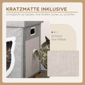 Katzenhöhle, Katzenhaus, inkl. Spielball, waschbares Kissen, 35,5 cm x 35,5 cm x 42,5 cm