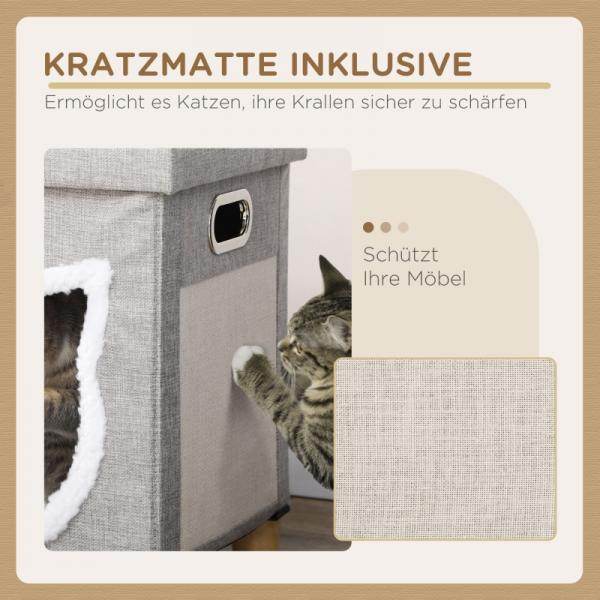 Katzenhöhle, Katzenhaus, inkl. Spielball, waschbares Kissen, 35,5 cm x 35,5 cm x 42,5 cm