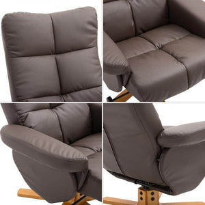 Relaxsessel mit Hocker und Stauraum Fernsehsessel mit Liegefunktion 360° drehbarer Braun