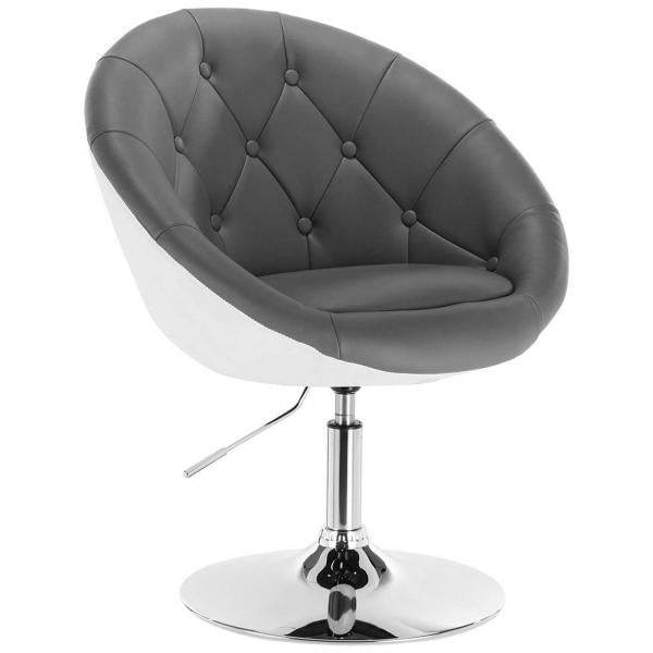 Barsessel Loungesessel mit Lehne zweifarbig weiß+Grau