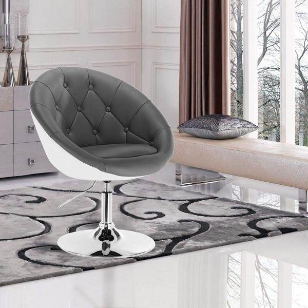 Barsessel Loungesessel mit Lehne zweifarbig weiß+Grau