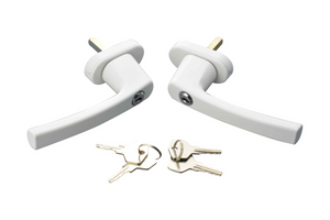 Window handles with lock, set of 10, white