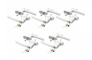 Window handles with lock, set of 10, white