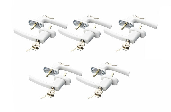 Window handles with lock, set of 10, white