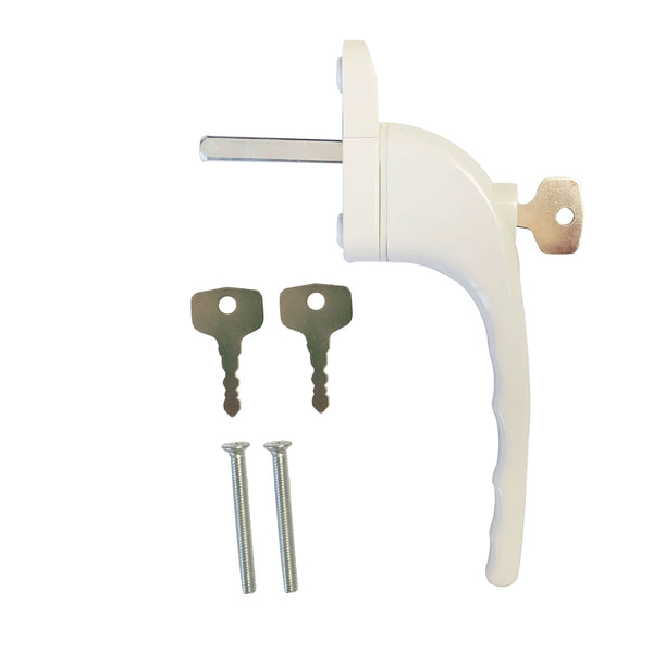 Window handles with lock, set of 10, white