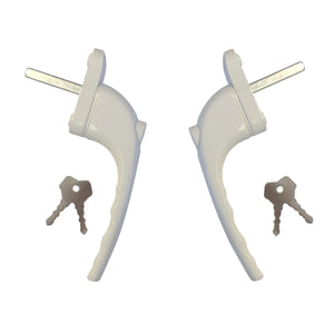 Window handles with lock, set of 10, white