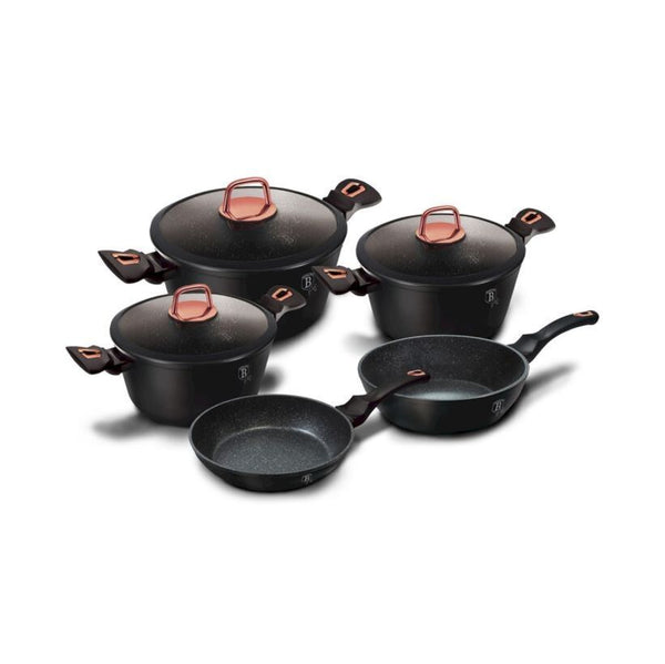 Berlinger Haus Ensemble de 10 pièces d'ustensiles de cuisine à revêtement marbré (Rose noire)