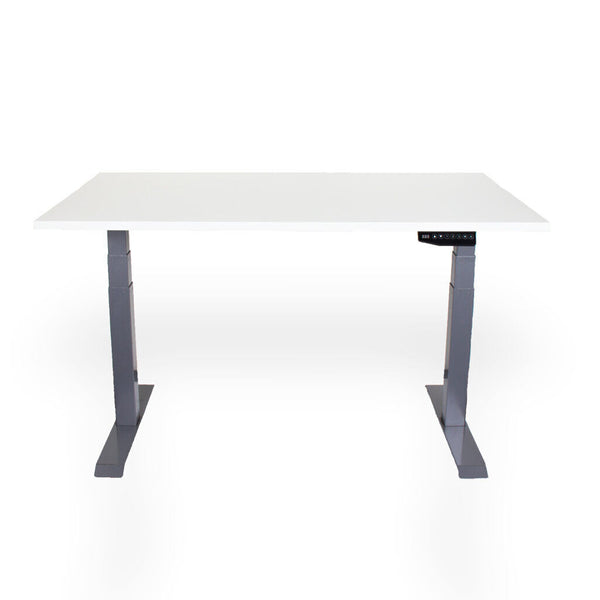 Bureau Contini réglable en hauteur 1,4 x 0,8 m blanc / cadre gris RAL 7045