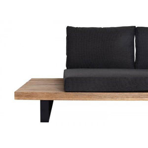 Garten-Garnitur mit Sessel Lounge-Set Sofa, Spun Poly Akazie Holz MVG Aluminium ~ hellbraun, Polster dunkelgrau