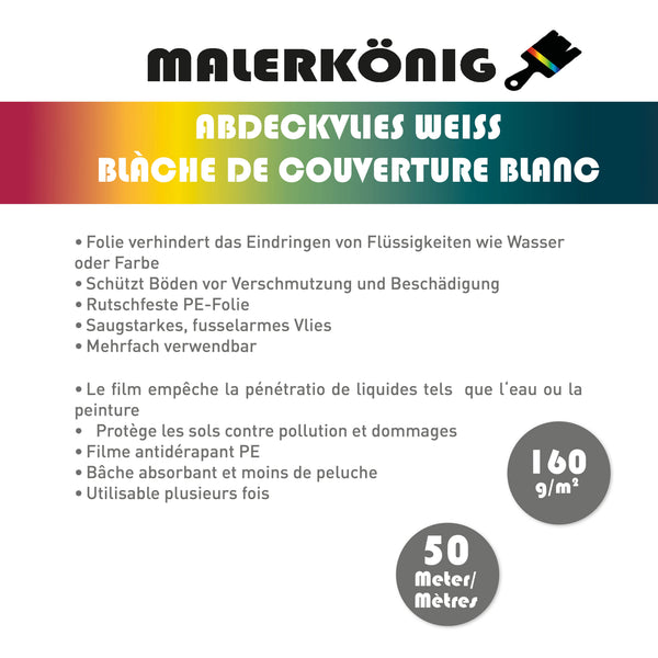 Polaire de protection blanche Painter King 160 g/m² 50 x 1 m