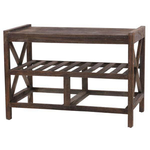 Schuhregal Sitzbank Schuhablage, Shabby-Look Vintage 45x65x34cm braun