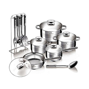 Set di pentole in acciaio inox Blaumann da 17 pezzi + utensili da cucina Gourmet Line