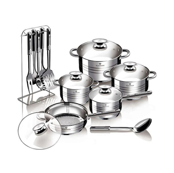 Set di pentole in acciaio inox Blaumann da 17 pezzi + utensili da cucina Gourmet Line