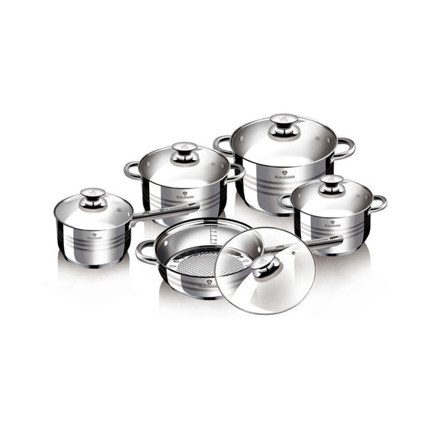 Set di pentole in acciaio inox Blaumann da 17 pezzi + utensili da cucina Gourmet Line