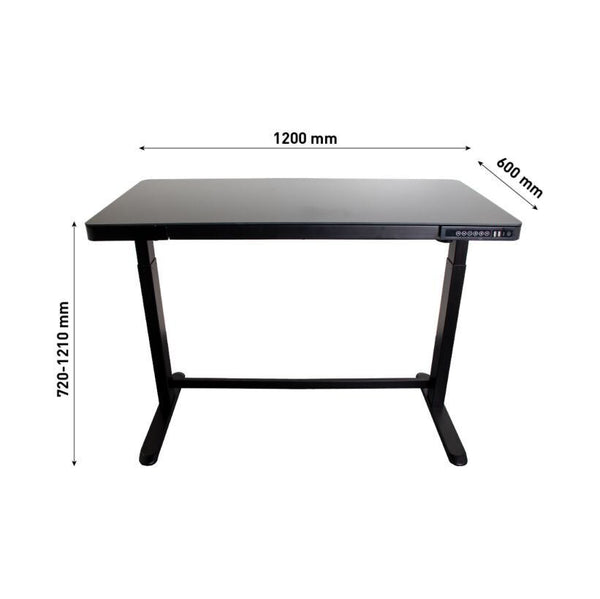 Contini höhenverstellbarer Bürotisch 1.2x0.6m schwarz Glas A
