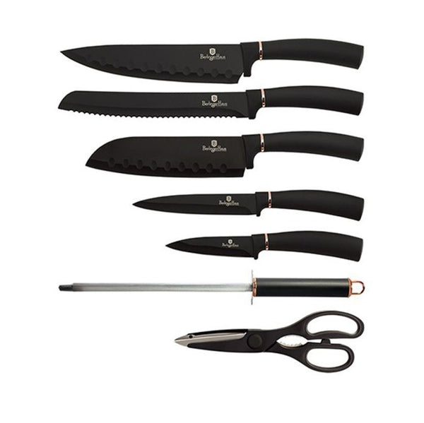 Berlinger Haus 8-teiliges Messerset mit Acryl-Block Black Rose Collection