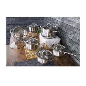 Batterie de cuisine Blaumann 12 pièces en acier inoxydable, gamme Gourmet