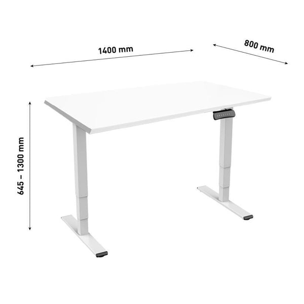Bureau Contini réglable en hauteur 1,4 x 0,8 m blanc / cadre
