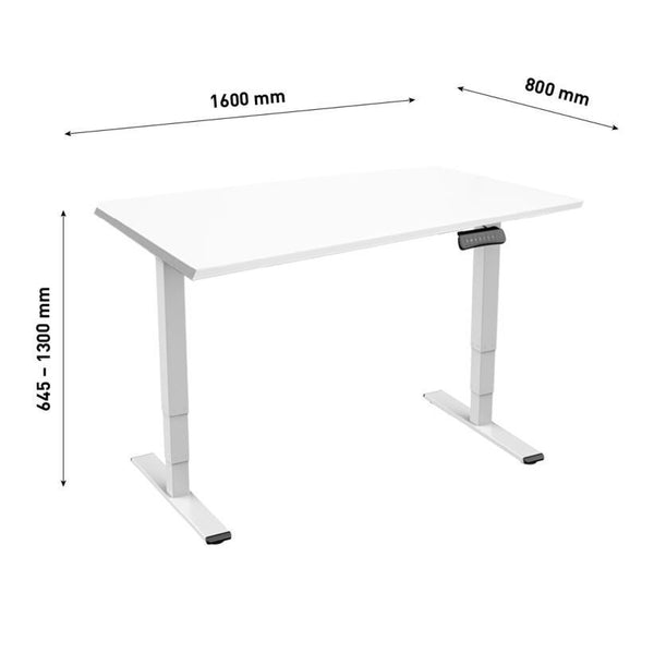 Bureau Contini réglable en hauteur 1,6 x 0,8 m blanc / cadre