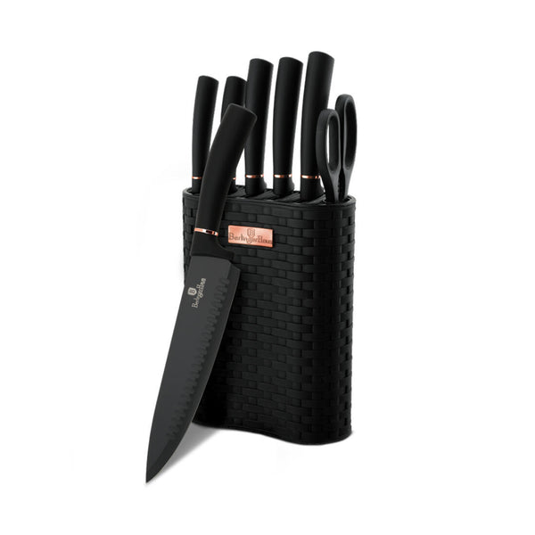 Berlinger Haus 7-teiliges Messerset mit Messerblock Black Rose Collection