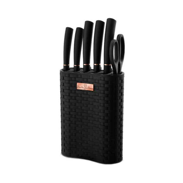 Berlinger Haus 7-teiliges Messerset mit Messerblock Black Rose Collection