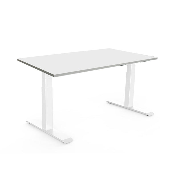 Bureau Contini réglable en hauteur 2,0 x 0,9 m gris / cadre blanc RAL 9016