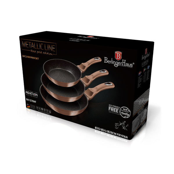 Berlinger Haus set di padelle Ø 20/24/28cm Metallic Line Rose Gold Edition