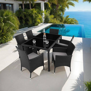 Rattan Sitzgruppe Porto schwarz/grau