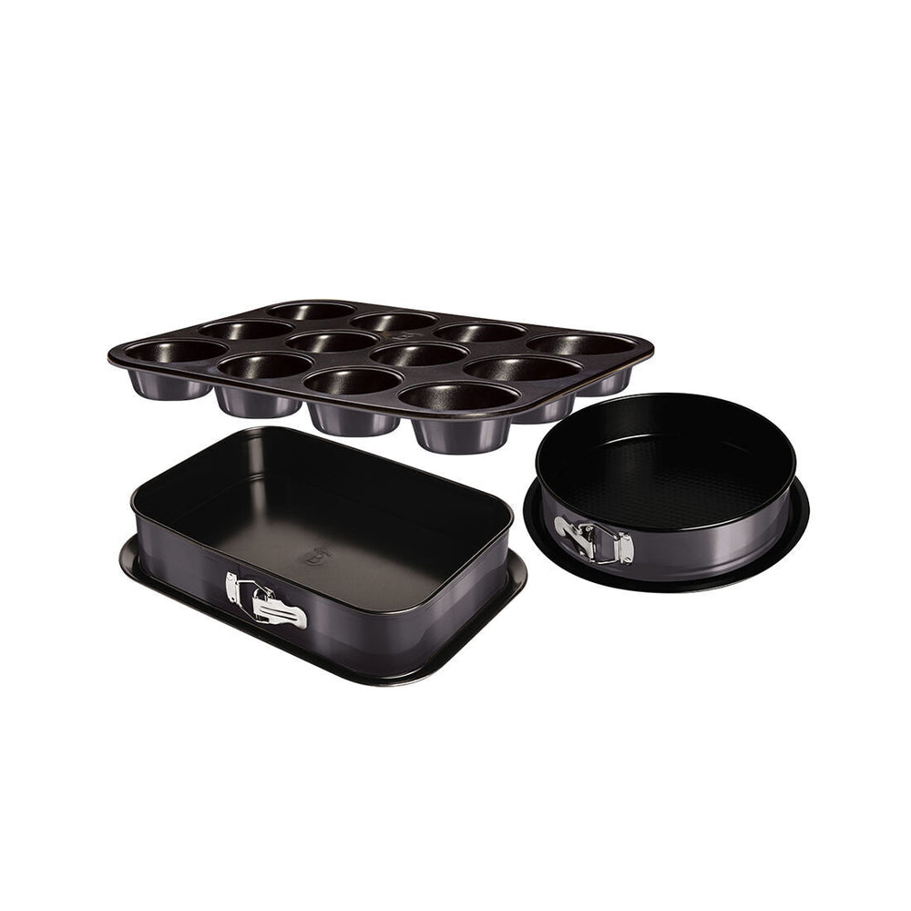 Set di 3 tortiere a cerniera Berlinger Haus con stampo per muffin, edizione metallizzata