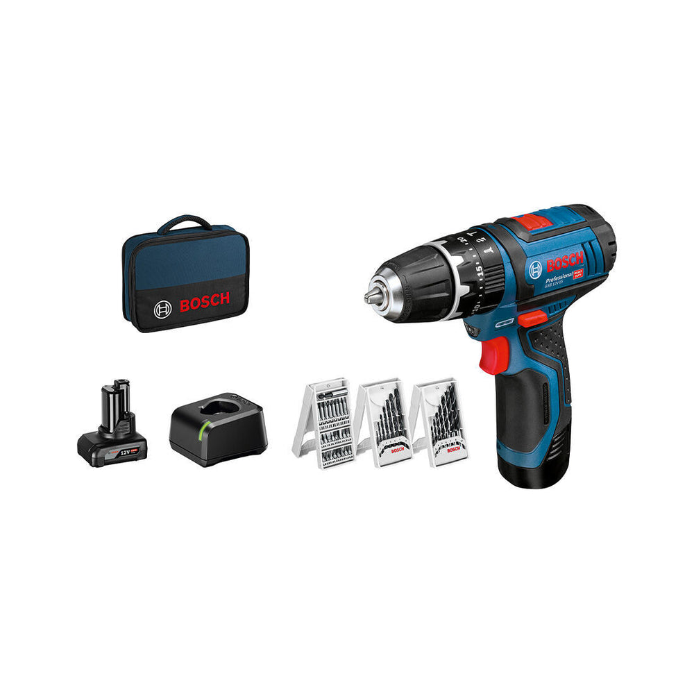 Bosch GSB 12V-15 Cordless Impact Drill Driver Set with Bag