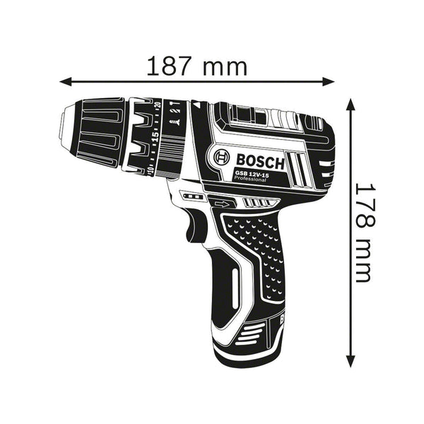 Bosch GSB 12V-15 Akku-Schlagbohrschrauber-Set mit Tasche